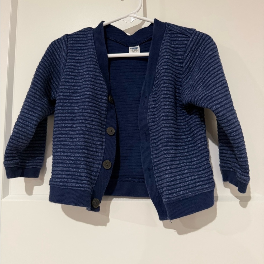 Mr. Roger’s Style Navy Ribbed Knit Cardigan for Kids